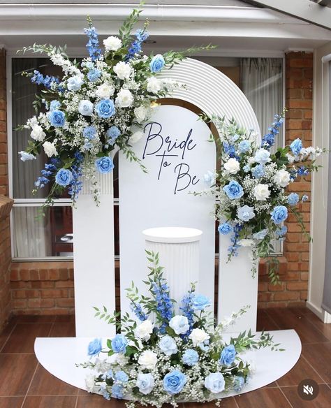 Blue Wedding Decorations, Bridal Shower Inspo, Bridal Shower Backdrop, Something Blue Bridal, Blue Bridal Shower, Blue Themed Wedding, Mom Wedding, Wedding Prep, Wedding Decor Elegant