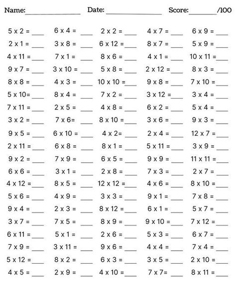 10 Printable Multiplication Worksheets, Fill in the Blanks - Single Digit Multiplication (Numbers 1 - 12), Maths Drills, Answers Included Single Digit Multiplication Worksheets, Free Multiplication Worksheets 3rd Grade, Diy Multiplication Games, Grade 3 Multiplication Worksheets, Maths Multiplication Worksheets, Maths Addition Worksheets, Coloring Math Worksheets, Multiplication Worksheets 4th Grade, Math For 5th Graders