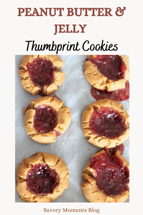 Baked peanut butter and jelly thumbprint cookies. Peanut Butter And Jelly Balls, Jelly Thumbprint Cookies, Peanut Butter And Jelly Cookies, Peanut Butter Jelly Cookies, Jelly Balls, Homemade Honey Butter, Jelly Cookies, German Potato, All About Food