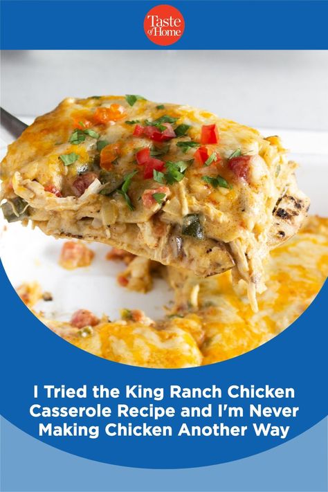 How to Make King Ranch Chicken Casserole, an Iconic Texas Recipe Taste Of Home King Ranch Chicken Casserole, King Ranch Chicken Casserole Taste Of Home, Taste Of Home Chicken Casserole, King Casserole Recipe, King Ranch Chicken Casserole No Canned Soup, Pioneer Woman King Ranch Chicken Casserole, King Ranch Casserole Pioneer Woman, Southern Living King Ranch Casserole, King Ranch Chicken Casserole Southern Living