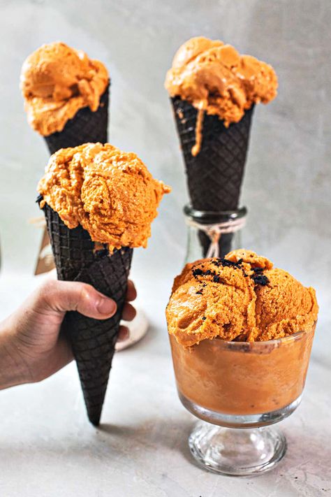 Get ready to dive into the luscious world of Thai Tea Ice Cream – a frozen delight that combines the rich flavors of Thai iced tea with the creamy indulgence of ice cream. Whether you're an ice cream aficionado or an adventurous foodie, this recipe will captivate your taste buds with its unique blend of ingredients and flavors.  #thaiteaicecream #thaiicecream #thaitea #thaiicecream #thaidessert #icecream #thaiicecreamrecipes Thai Tea Ice Cream, Chai Ice Cream, Thai Ice Cream, Unique Ice Cream Flavors, Thai Iced Tea, Tea Ice Cream, Thai Desserts, Ice Cream Mixture, Yummy Ice Cream