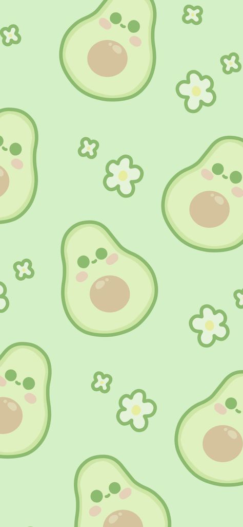 Cute Avocado, Avocado, Wallpapers, Screen, Iphone, Flowers, Green, Pattern, Kawaii