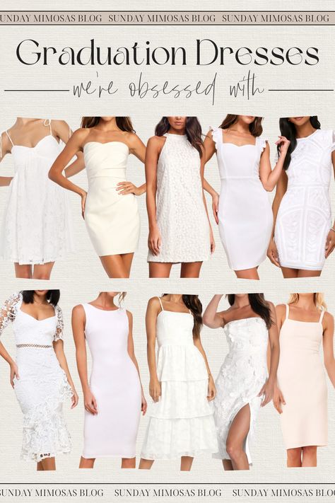 Looking for the perfect graduation dress for your high school or college graduation!? We've got you covered! These short white graduation dress options are affordable, classy and SO cute! Check out our latest post for all our white graduation dress ideas for high school or college here! Short White Graduation Dress, Spring Dresses For Wedding Guest, Fashion 2022 Trends Women, Spring Dresses For Wedding, Wedding Guest Dresses Spring, College Graduation Dresses, Spring Style 2022, Women Spring Dresses, Spring Clothes For Women