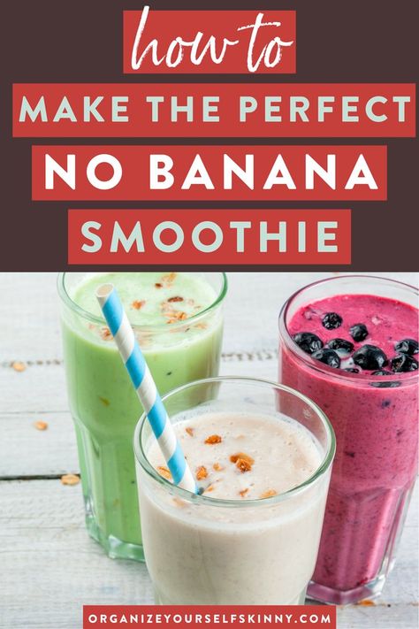 Healthy No Banana Smoothie Recipe | Easy Meal Prep Recipes - Want to start meal prepping your breakfast & want to make meal prep smoothies? These healthy no banana smoothies are easy, high protein & make the best make ahead breakfast or on the go breakfast. smoothie no banana | breakfast smoothie no banana | healthy breakfast smoothies for weight loss | Organize Yourself Skinny  #smoothie #nobanana #healthysmoothie #breakfastsmoothie #mealprep #cleaneating No Banana Smoothie, Banana Smoothie Recipe Easy, Prep Smoothies, Kiwi Banana Smoothie, Best Breakfast Smoothies, Yummy Breakfast Smoothies, Easy Meal Prep Recipes, Smoothie Without Banana, Banana Breakfast Smoothie