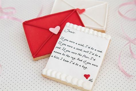 A Sweet Inspiration: Love Letter Cookies! « inspiremewithwords Love Letter Cookies, Letter Cookies, Fresh Fruit Recipes, Valentines Day Cookies, Pretty Cookies, Fancy Cookies, Creative Cookies, My Funny Valentine, Beautiful Cookies