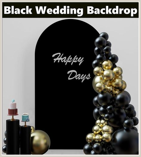 7.2FT Black Arch Backdrop Cover - Spandex Fitted Wedding Arch Stand Covers Round Top Chiara Arch Backdrop Cover for Birthday Party Banquet Photo Background Decoration Black Arch Backdrop, Chiara Arch, Hoco Ideas, Black Arch, Arch Backdrop, Black Backdrops, Background Decoration, Round Top, Grad Party