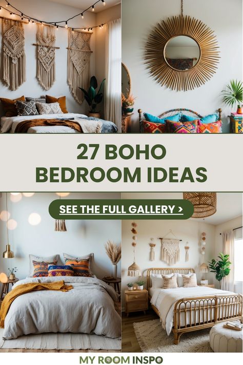 Explore 4 stunning images showcasing 27 unique Boho bedroom decor ideas. Perfect decorations for a cozy and eclectic bedroom makeover. Hobo Bedroom, Cozy Plant Bedroom, Surfer Bedroom Aesthetic, Desert Theme Bedroom, Boho Scandinavian Bedroom, Modern Boho Bedroom Ideas, Modern Bohemian Bedroom, Boho Bedroom Decor Ideas, Cozy Boho Bedroom