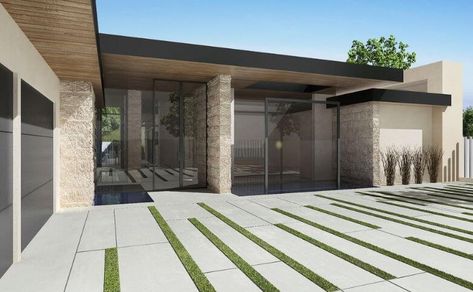 contemporary front driveways Grass Driveway, Modern Driveway, Paving Design, Concrete Patios, Driveway Paving, Paver Walkway, Driveway Design, Driveway Landscaping, Paver Driveway