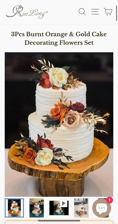 Fall Wedding Cakes Ideas, Rustic Wedding Cake One Tier, Banana Wedding Cake, Fall Wedding Cake Table Ideas, September Wedding Cake Ideas, Fall Wedding Cake Ideas October, Rustic 2 Tier Wedding Cake, Wedding Cake Burnt Orange, Small Fall Wedding Cakes