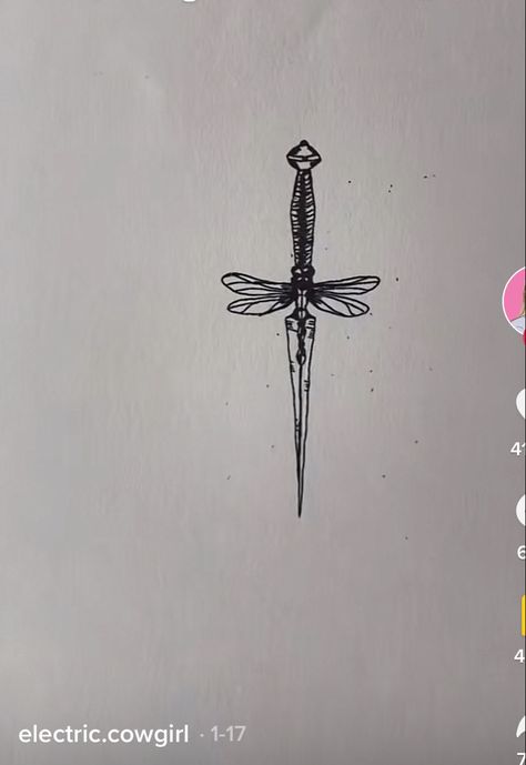 Knife With Wings Tattoo, Fairy With A Knife Tattoo, Fairy Wings Neck Tattoo, Minimalist Fairy Wing Tattoo, Pixie Wings Back Tattoo, Dager Tattoos Butterfly, Dragonfly Dagger Tattoo, Fairy Wing Tattoos, Knife Tattoo