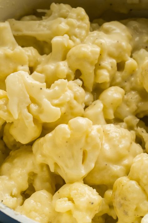 Keep dinner simple tonight with this quick and easy Cheesy Cauliflower! Blanched cauliflower is mixed with a homemade stovetop cheddar cheese sauce to create the most comforting, low carb, and kid-friendly side dish. Cheese Cauliflower Recipes, Stovetop Cauliflower Recipes, Cauliflower In Cheese Sauce, Cauliflower And Cheese Sauce, Cheeses Cauliflower, Quick Cauliflower Recipes, Cheesey Cauliflower, Cauliflower With Cheese Sauce, Creamed Cauliflower