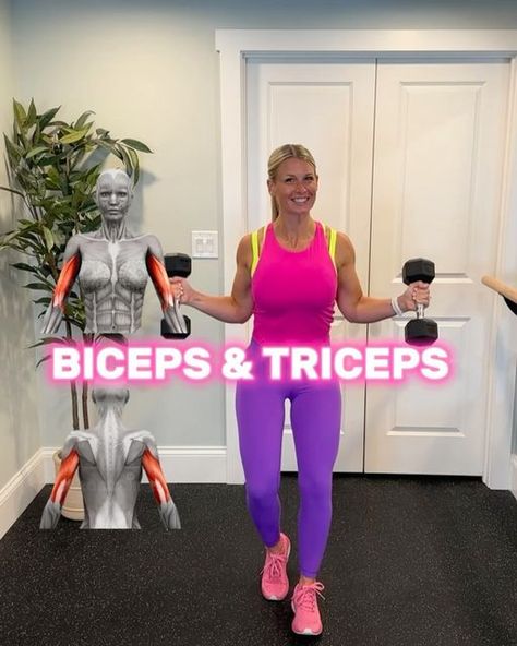 Danica Osborn on Instagram: "Bis and Tris Oh My!  Give this Bicep and Tricep workout a go if you want stronger arms.   🔟 reps of each 3️⃣x through. I’m using 12lb/5kg dumbbells but listen to your body. That means you can do fewer or more reps, lighter or heavier dumbbells, and less rounds through, if needed. As I tell my classes, YOUR workout, YOUR body, YOUR goals.   Let me know how those arms feel after these! 😜" Bus And Tris Workout, Arm Dumbell Workout, Dumbell Workout For Arms, Bicep Tricep Workout, Dumbbell Bicep Workout, Exercise Over 50, Stronger Arms, Bicep And Tricep Workout, Tricep Workout