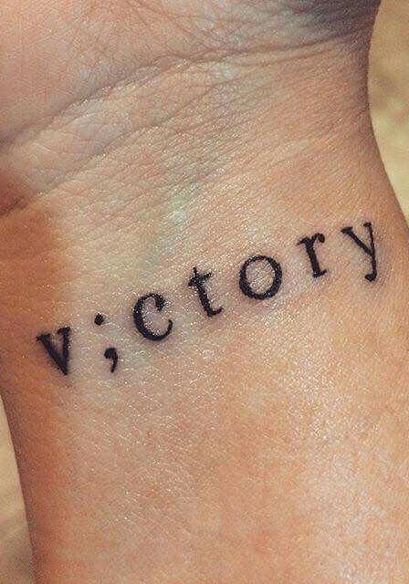 F;ghter Tattoo, Victory Tattoo Ideas, Tattoo Ideas With Semicolon, Tattoo Semi Colon Ideas, Semi Colons Tattoos, Victorious Tattoo, Semi Colon Cross Tattoo Ideas, Semi Colon Small Tattoo Ideas, Semi-colon Tattoo Ideas Design