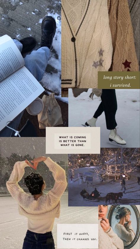 Season Wallpapers Aesthetic, Winter Inspired Wallpaper, Winter Asthetics Wallpaper, Aesthetic Iphone Collage Wallpaper, Winter Girl Aesthetic Wallpaper, Aesthetic Wallpaper For Winter, Winter Vibe Wallpaper, Wallpapers Winter Aesthetic, Winter Taylor Swift Aesthetic