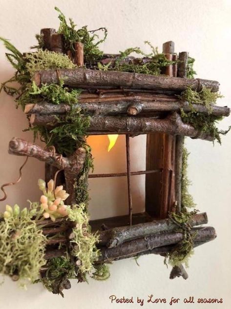 Gardening Therapy, Fairy Window, فن النسيج, Fairy Garden Flowers, Fairy Garden Furniture, Fairy Garden Designs, Fairy Garden Crafts, Fairy Furniture, Deco Nature