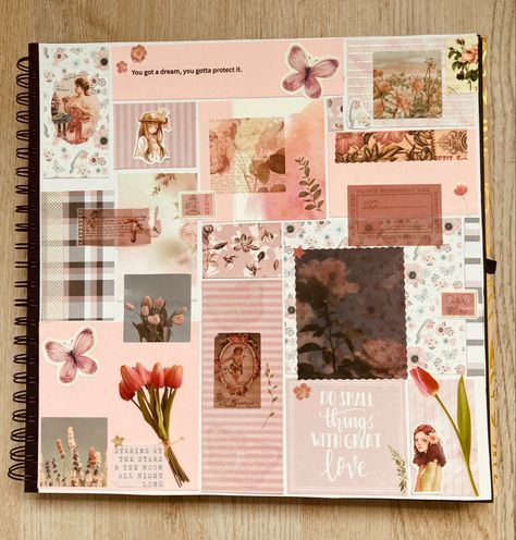 Pink Themed Scrapbook Ideas, Aesthetic Pink Designs For Journals, Journal Ideas Pink Theme, Aesthetic Scrapbook Ideas Pink, Scrapbook Ideas Pink Theme, Scrapbook Pink Theme, Pink Scrapbook Ideas, Pink Theme Journal, Scrapbook Collage Ideas