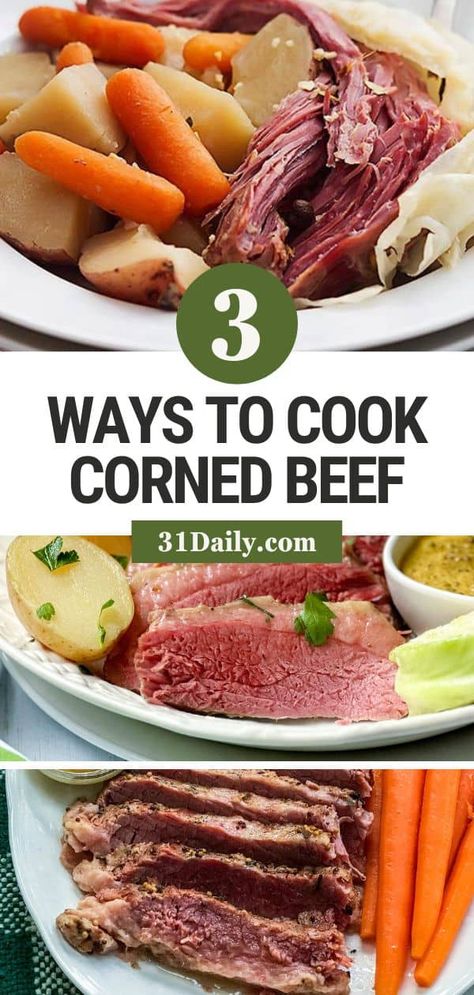 If you're cooking Corned Beef and Cabbage for St. Patrick's Day, here are three easy ways to cook your beef brisket until it's tender, juicy, and perfect! Corned Beef From Scratch, Corned Beef Recipe, Cooking Corned Beef, Slow Cooked Pulled Pork, Corned Beef Brisket, Corned Beef Recipes, Pickling Spice, Brisket Recipes, Corn Beef And Cabbage