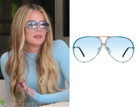 The Kardashians: Season 4 Episode 4 Khloe's Blue Sunglasses Kardashian Glasses, Blue Sunglasses For Vacation, Blue Glass Sunglasses For Summer, Luxury Blue Sunglasses For Summer, Khloe Kardashian Sunglasses, Kloe Kardashian, Aviator Glasses, Blue Sunglasses, Style Makeover