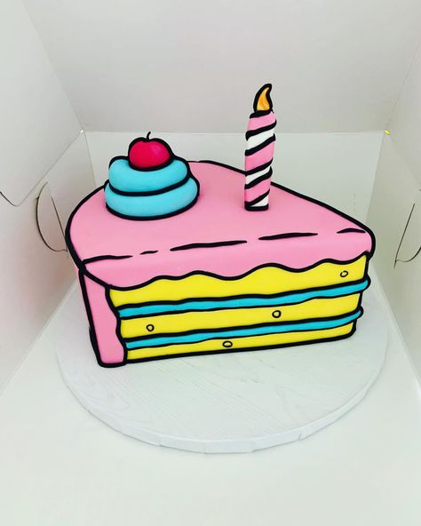 Illusion Cakes, Speciality Cakes, Birthday Cake Illustration, Cartoon Birthday Cake, Cartoon Cupcakes, Torte Decorate, Realistic Cakes, Birthday Cakes For Teens, Cake Drawing