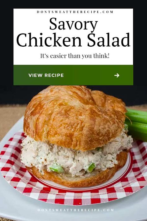 Not your typical chicken salad recipe. No nuts, no fruit here! The best-tasting savory chicken salad! #chicken #chickensalad #sandwich Savory Chicken Salad Recipe, Savory Chicken Salad, Lunch Rotation, Rustic Wreaths, Salad Chicken, Chicken Sandwiches, Chicken Salad Recipe, Chicken Salad Sandwich, Boat Food