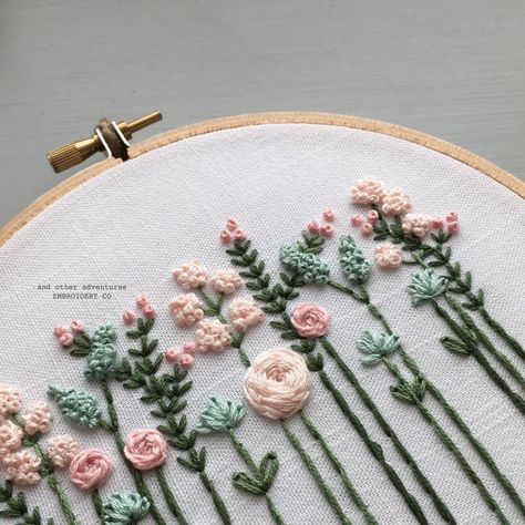 Pretty Pastel Wildflowers Hand Embroidery Pattern - Digital Download - And Other Adventures Embroidery Co Crewel Embroidery Kits, Embroidery Tutorial, Embroidery Transfers, Embroidery Patterns Vintage, Pola Sulam, Brazilian Embroidery, Embroidery Patterns Free, Hand Embroidery Pattern, 자수 디자인