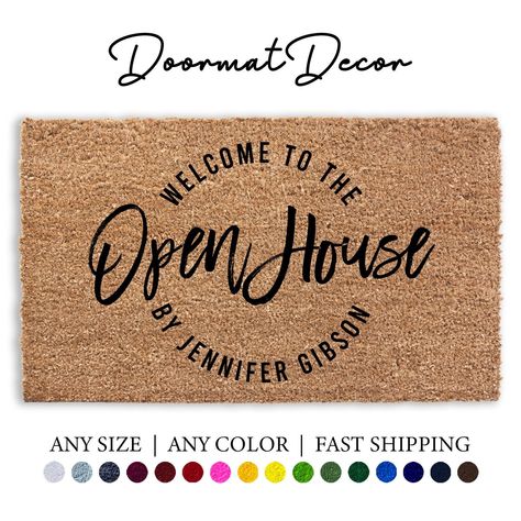 Real Estate Marketing Gifts, Realtor Client Gifts, Real Estate Agent Branding, Real Estate Training, Funny Welcome Mat, Open House Real Estate, Real Estate Marketing Design, Marketing Gift, Door Signs Diy