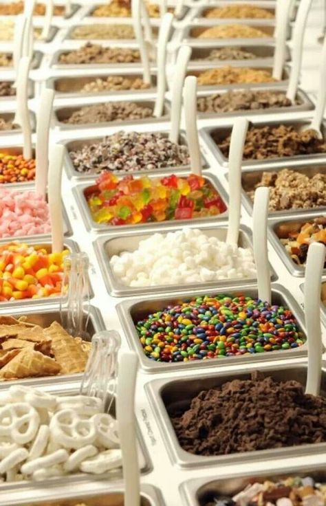 Yogurtini toppings bar frozen yogurt shop. Yes!!!! Frozen Yogurt Toppings Bar, Frozen Yogurt Ideas, Frozen Yogurt Shop Aesthetic, Frozen Yogurt Shop Design, Ice Cream Toppings Ideas, Ice Cream Shop Ideas, Ice Cream Toppings Bar, Ice Cream Shop Design, Logo Ice Cream