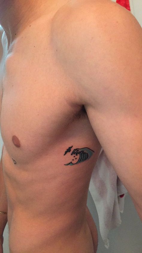 little wave tattoo, upper rib Little Wave Tattoo, Wave Tattoo, Waves Tattoo, Fish Tattoos, I Tattoo, Jesus Fish Tattoo, Tatting, Tattoo Ideas, Tattoos