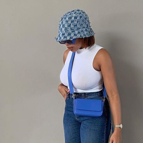 blue outfit from black girl Blue Sunglasses Outfit, Black Girls Outfit Ideas, Girls Outfit Ideas, Fashion Designer Outfits, Designer Outfits, Blue Sunglasses, My Wardrobe, Girls Black, Blue Outfit