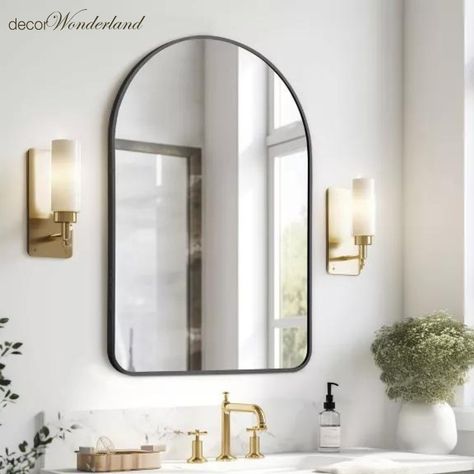 Discover an array of mirror sizes, including options for those spacious bathroom mirrors you've been looking for.👀 Decor wonderland mirrors available at @bedbathandbeyond @bedbathandbeyondcanada @overstock #bathroomdesıgn #bathroomdesign #bathroomdecor #bathroomremodel #bathroomvanity #bathroomrenovation #bathroominspo #bathroomreno #powderroom #wallmirrors #framelessmirrors #framedmirrors #bathroomdiy #moderndecor #entrywaydecor #wakeupandmakeup #mirrorinspirations #interiordesign Arch Wall Mirror, Spacious Bathroom, Arched Design, New House Bathroom, Classic Mirror, Arch Wall, Mirror For Bathroom, Bathroom Mirror Lights, Arched Mirror