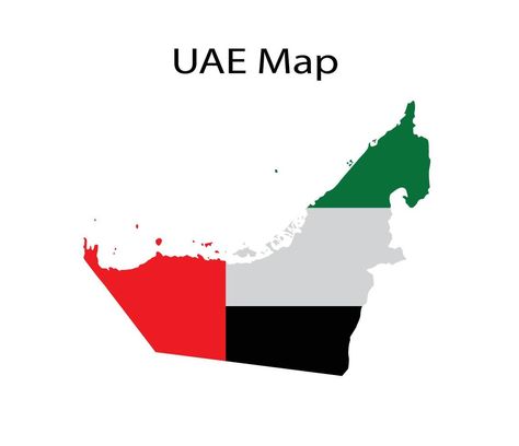 UAE Map with Flag Vector Illustration Uae Map Illustration, Uae Map, Uae Flag, Old Book Crafts, Flag Vector, Cityscape Photos, Illustrated Map, Logo Banners, Nature Backgrounds