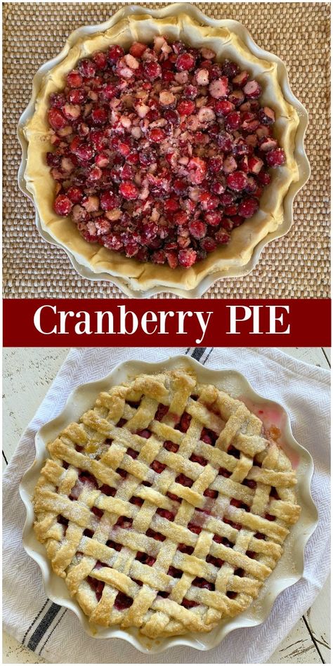 Cranberry Pie recipe from RecipeGirl.com #fresh #cranberry #cranberries #pie #recipe #thanksgiving #christmas #holiday #dessert #recipe #RecipeGirl Cranberry Pie Recipes Christmas, Cranberry Lime Pie, Cranberry Pie Thanksgiving, Pie Recipe Thanksgiving, Cranberry Pie Filling, Christmas Pie Recipes, Cranberry Pie Recipes, Pie Recipe Easy, Appetizing Food