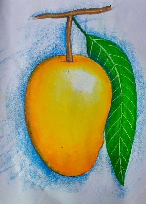 Colour Shading Drawing Easy, Mango Oil Pastel Drawing, Summer Fruits Drawing, Fruits Drawing Pencil, Drawing Fruits For Kids, Oil Pastel Shading, Fruits Drawing For Kids, Fruit Drawing For Kids, Vegetables Sketch