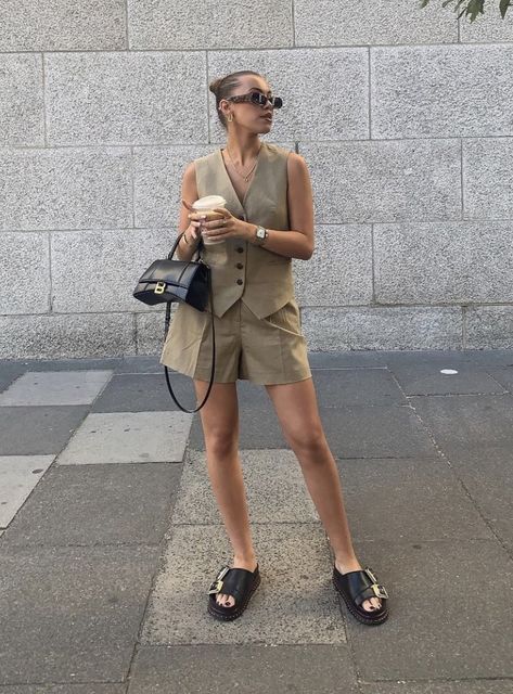 Waistcoat Shorts Outfit Women, Waistcoat Shorts Outfit, Waistcoat And Shorts Women, Linen Coord Sets Women Shorts, Vest And Shorts Set, Short And Vest Outfit, Vest And Shorts Outfits For Women, Waistcoat And Shorts Outfit, Vest With Shorts Outfit