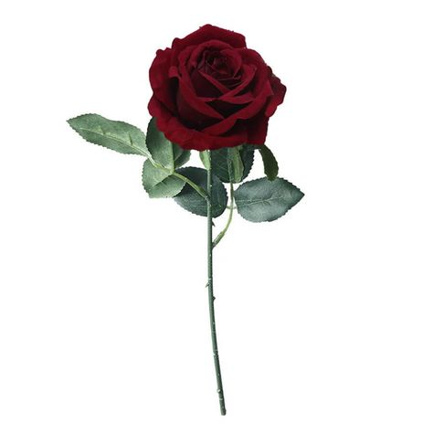 Cette image montre une rose artificielle haut de gamme extrêmement réaliste d'une taille de  30 cm. La fausse rose est de couleur rouge foncé. Rose Rouge, La Rose, Red Roses, Plant Leaves, Roses, Plants