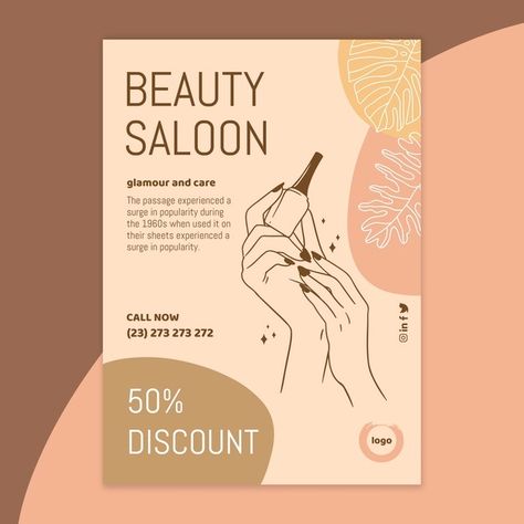 Advertising Tract Idea, Salon Flyers Ideas, Flyer Design Illustration, Flyer Design Beauty Salon, Beauty Salon Poster Design, Salon Poster Design, Beauty Salon Flyer Design, Beauty Poster Design, Beauty Flyer Design