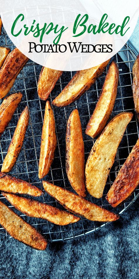 Need a recipe that's affordable, accessible, using long-lasting pantry products? Crispy baked potato wedges are definitelya great start. #baked #frenchfries #fries #seasoned #homemade #intheoven #recipe #seasonedfries #cooking #kidfriendly #snacks #sides #sidedishes #roastedpotatoes #russet #russetpotatoes #idahopotatoes #budgetfood #cheapfood #budgetfriendly #pantryfood #pantryfriendly via @plantbasedandbroke Bag Of Potatoes, Baked Potato Wedges Recipe, Russet Potato Recipes, Easy Scalloped Potatoes Recipe, Baked Potato Wedges, Smoked Potatoes, Perfect Roast Potatoes, Roasted Potato Wedges, Vegan Appetizer