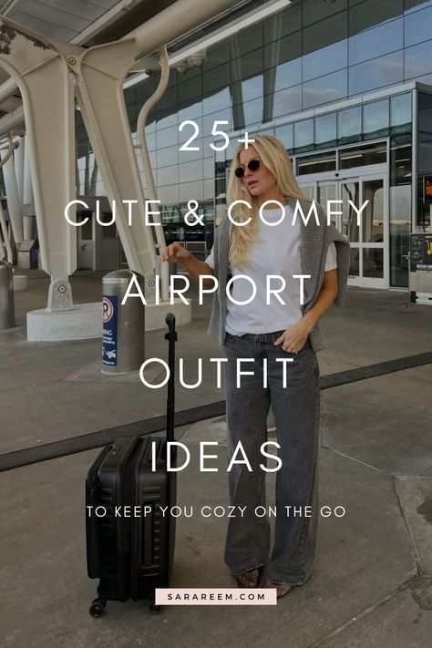 Looking for airport outfit inspo? Check out these comfy, cute, and cozy looks that are perfect for every season! Whether you're into casual or chic styles, these trendy airport outfit ideas will keep you stylish and comfortable while you travel. Get inspired by this aesthetic guide to airport fashion! Airport Honeymoon Outfit, Airport Outfit Overnight Flight, Sporty Airport Outfit, Airport Chic Outfit, Airport Outfit 2024, Travel Comfy Outfit, Cute Comfy Airport Outfits, Winter Travel Outfit Airport, Airport Aesthetic Outfit