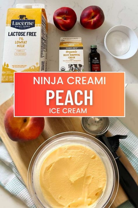 How to make homemade peach ice cream in your Ninja Creami. Peach ice cream made with fresh juicy peaches, cream and milk. Ice Cream Ninja Creami, Peach Ice Cream Recipe, Ninja Creamy, Homemade Peach Ice Cream, Peach Muffins, Peach Ice Cream, Making Homemade Ice Cream, Ice Cream Mixture, Ice Cream Ingredients