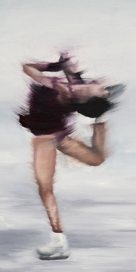 Art Print Figure Skating Oil Print Skating Spin Inspired by Evgenia Medvedeva by GNielsenArt Figure Skating Poster, Figure Skating Drawing, Vintage Figure Skating, Skating Poster, Dark Is The Night, Figure Skating Art, Double Exposure Portrait, People Moving, Body In Motion