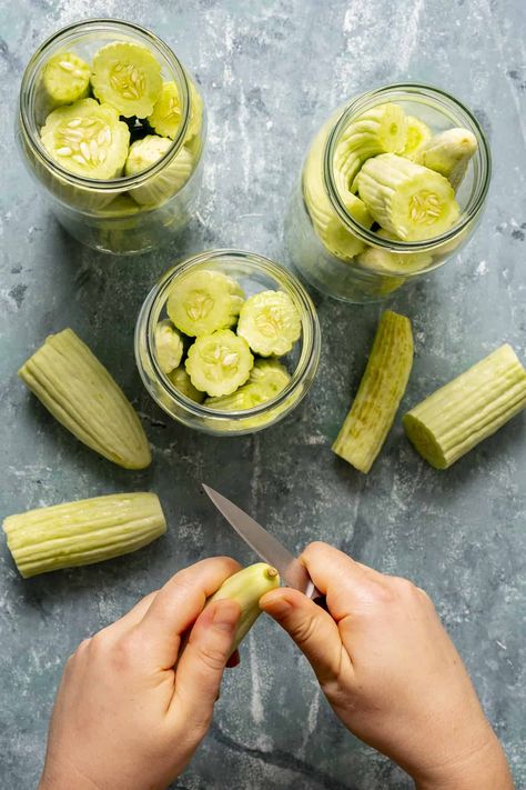 Pickled Armenian Cucumbers, Armenian Cucumber Pickles, Armenian Cucumber Recipes, Lemon Cucumber Pickles, Armenian Cucumber, Garden Squash, Pickling Cucumbers Recipe, Cucumber Pickles, Refrigerator Pickles Dill