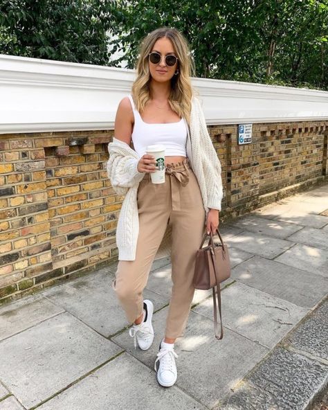 White Shirt, Coffee, Pants, White, Trousers