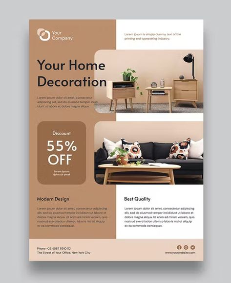 Home Decor Flyer Design, Print Templates, Free Psd, Business Design, Flyer Template, Flyer Design, Home Decoration, Modern Design, House Design