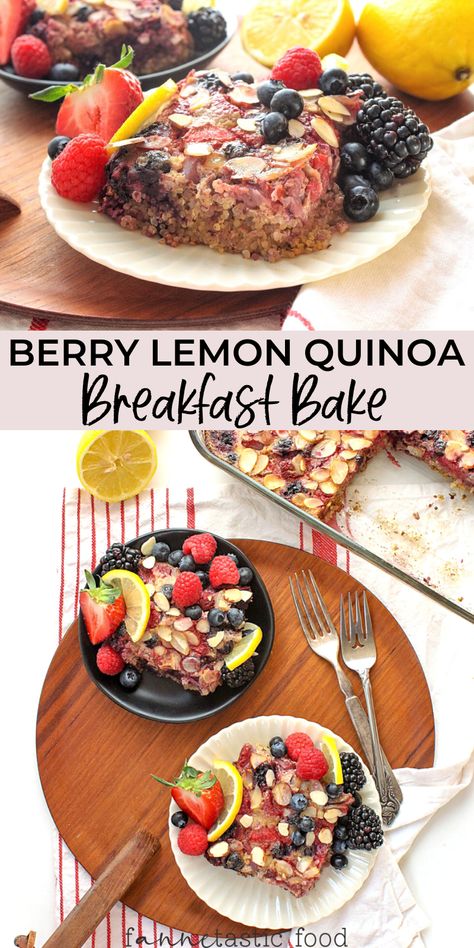 Quinoa Breakfast Bowl Healthy, Berry Breakfast Bake, Quinoa Breakfast Bake, Quinoa Recipes Breakfast, Quinoa Bake, Recipe Quinoa, Flax Eggs, Lemon Quinoa, Breakfast Quinoa