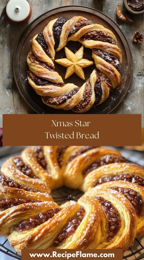 I made this for Christmas breakfast, and it was a hit! The twisted star shape looks gorgeous, and the smell while baking was absolutely irresistible. Bread Twist, Twisted Bread, Twist Bread, Xmas Star, Bread Twists, Star Bread, Christmas Bread, Christmas Breakfast, Bread Dough