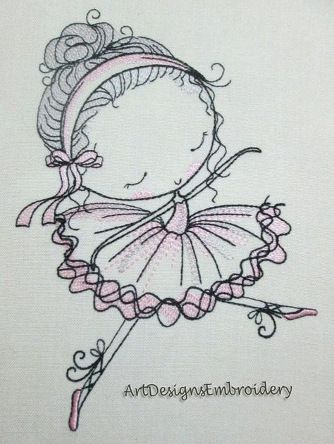 Sewing Machine Tattoo, Ballerina Embroidery Design, Ballerina Embroidery, Machine Embroidery Quilts, Smocking Plates, Sewing Machine Embroidery, Sewing Projects Clothes, Border Embroidery, Card Business