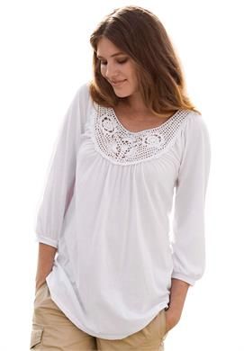 Plus Size Tunic top, open crochet, Plus Size Spring Fashion, Plus Size White, Plus Size Spring, Crochet Tunic, White Tunic, Woman Within, Crochet Trim, Pretty Clothes, Plus Size Tops