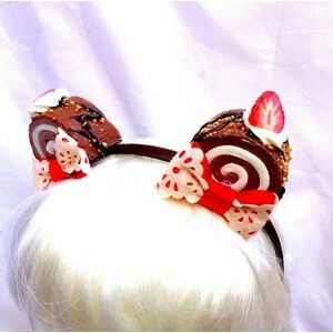 Dessert Hair Accessories, Dessert Accessories, Chocolate Accessories, Headband Aesthetic, Kawaii Headband, Dessert Outfit, Kawaii Hair Accessories, Swiss Rolls, Anting Manik