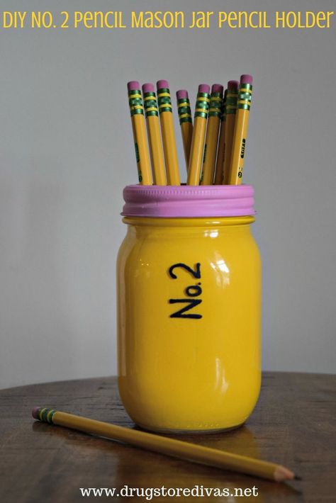 Pencil Mason Jar, Jar Pencil Holder, Toothpick Crafts, Back To School Crafts For Kids, Diy Pencil Holder, No 2 Pencil, Jar Crafts Diy, Diy Pencil, Back To School Crafts