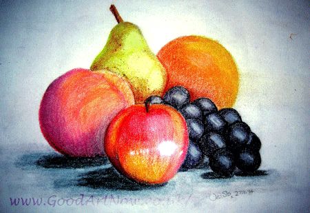 Draw Still Life, Scenery Drawing For Kids, Oil Pastel Crayons, Fruit Sketch, Fruit Art Drawings, Oil Pastel Drawings Easy, Oil Pastel Colours, Fruits Drawing, Pastel Crayons